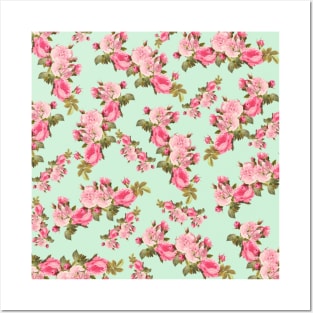 Vintage Rose Floral Pattern Posters and Art